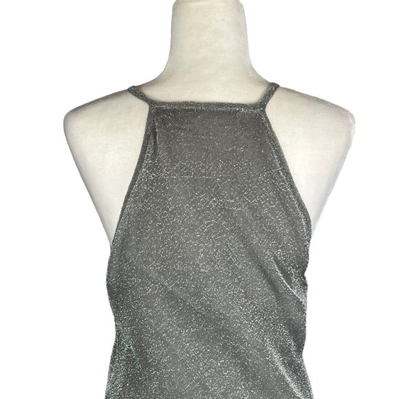 Bec and Bridge Womans Silver Metallic Cocktail Dress Sleeveless Halter size 6 - Picture 5 of 10